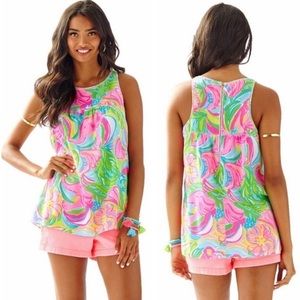 Lilly Pulitzer Sleeveless Flutter Tank Top in Multi So Appealing